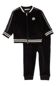 Kids' Stripe Trim Velour Track Jacket & Joggers Set