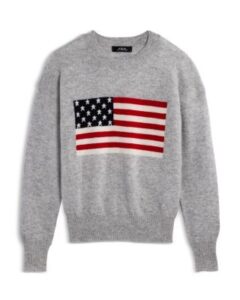 Girls' Cashmere Flag Pullover Crewneck Sweater, Big Kid - Exclusive