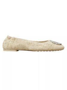 Claire Tweed & Leather Cap-toe Ballet Flats