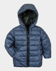 Boy's Reversible Skateboard-print Puffer Coat, Size 2-12