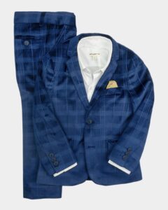 Boy's Plaid-print Velvet Blazer