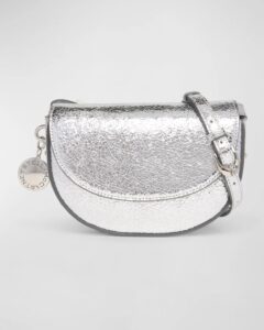 Crackled Metallic Alt-leather Medium Flap Shoulder Bag