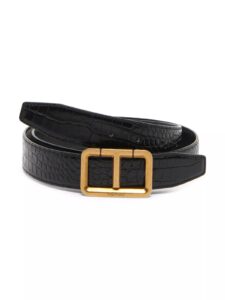 Scored T Embossed Leather Belt