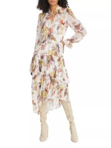 Matchmaker Floral Tiered Asymmetric Midi-dress