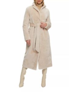 Select Shearling Lamb Coat with Belt