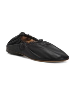 Made in Portugal Leather Glove Ruched Ballerina Flats