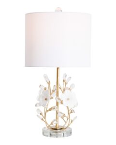 22in 3d Floral Crystal Accented Table Lamp