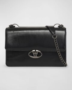 Medium Vlogo Glossy Leather Shoulder Bag