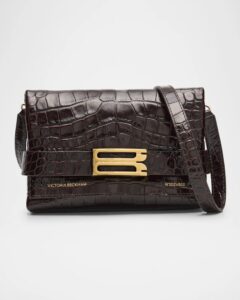 Mini Buckle Croc-embossed Leather Crossbody Bag