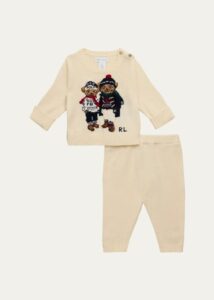 Boy's Polo Bear Sweater & Pants Set, Size 3m-12m