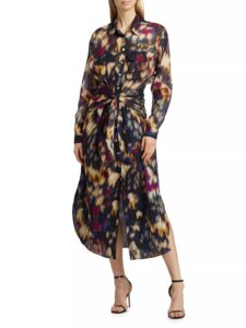 Nesly Ikat-print Midi Shirtdress