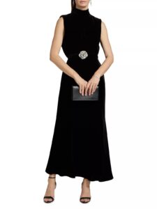 Fleur Embellished Velvet Maxi Dress