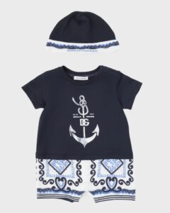 Boy's Anchor Bandana Romper, 3m-24m