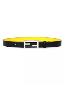 Reversible Logo Buckle Leather Belt