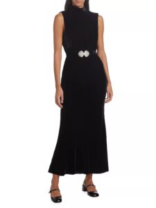 Fleur Embellished Velvet Maxi Dress