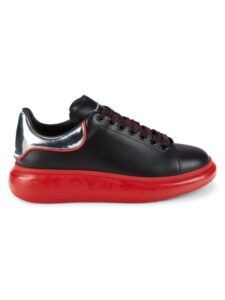 Contrast Sole Leather Platform Sneakers