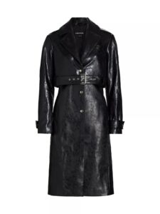 Katija Faux-leather Single-breasted Trench Coat