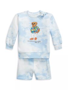 Baby Boy's Polo Bear Tie-dye Sweatshirt & Shorts Setp