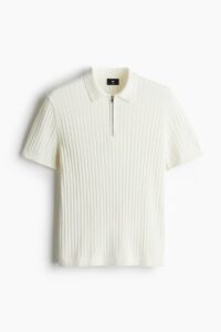 Slim-fit Rib-knit Polo Shirt