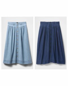 Denim Western Yoke Midi Skirt