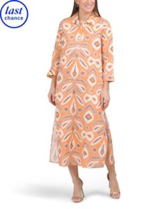 Sara Three-quarter Sleeve Tunic Midi Dress