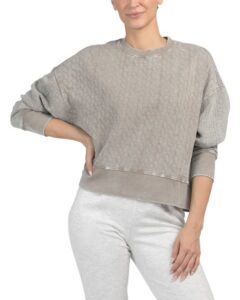 Oversized Super Washed Jacquard Crew Neck Top