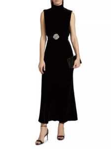 Fleur Embellished Velvet Maxi Dress