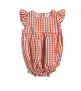 Linen Gingham Pattern Romper