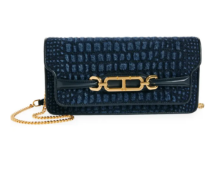 Whitney East/west Croc Embossed Denim Shoulder Bag