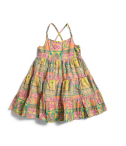 Girls Sleeveless Patchwork Print Dress