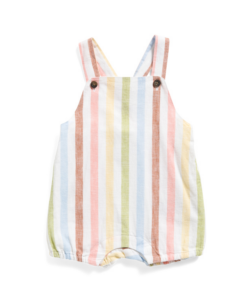 Linen Blend Newborn Boys Striped Overalls 0-6m