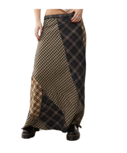 Reclaimed Vintage Midi Skirt in Mixed Plaid