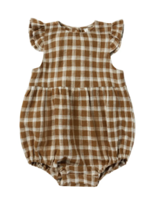 Amelia Saddle Plaid Romper 0-24m