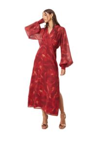 Pretty Lavish Balloon Sleeve Midaxi Dress in Red Print