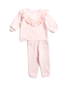 Infant Girls Eyelet Trim Sweatshirt Set