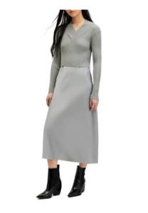 Hana Two-piece Crop Rib Sweater & Satin Slipdress