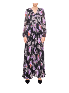 Print Long Sleeve Chiffon Maxi Dress