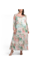 Plus Silk Blend Ruksana Maxi Dress Size 2x-3x