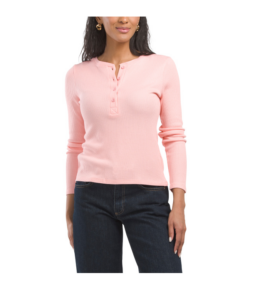 Long Sleeve Henley Neck Top