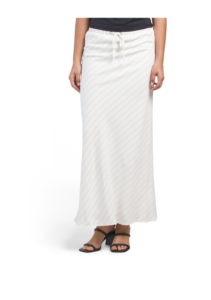 Linen Blend Striped Maxi Skirt