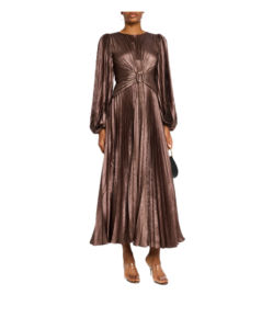 Norseman Metallic Pleated Midi Dress