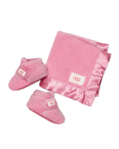 Girl's Bixbee Booties & Lovey Baby Blanket Set 6-12m