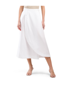 Poplin Midi Wrap Skirt with Pleats