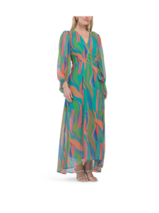 Lindie Printed Chiffon Maxi Wrap Dress