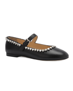 Audrey Embellished Leather Ballerina Flats