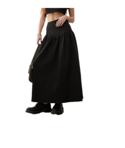 Tailored Drop Waist Pinstripe Midi Skirt in Black - Part of a Set