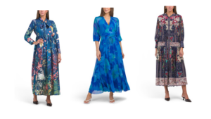 Long Sleeve Tie Neck Floral Maxi Dress