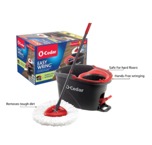 O-cedar Easywring Microfiber Spin Mop, Bucket Floor Cleaning System, Red, Gray, Standard