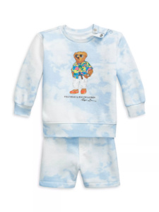 Baby Boy's Polo Bear Tie-dye Sweatshirt & Shorts Set 3-9m