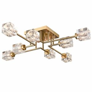 Axiland Gold Sputnik Chandelier 8-light Crystal Ceiling Light Fixture